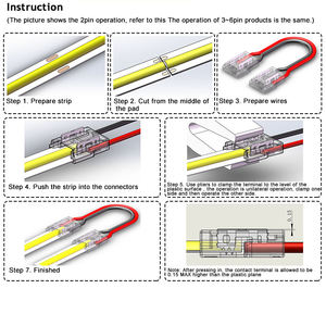 Connecteur I à Encliquetage Sans Soudure 2 Broches 10mm Fil vers Carte Bande LED SMD COB Monochrome Connecteur Cristal Lien avec Fil - Product Image 5