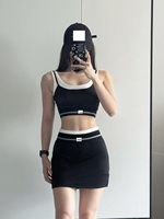 Ensemble de golf S5 deux pièces : haut uni, soutien-gorge de sport, short imperméable pour le yoga