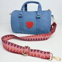 Sac fourre-tout personnalisé pour mariage pour femmes avec lettre Nylon Denim Sports Soft Handle Foldable Handbag Rolling Mini Travel Duffel Bag