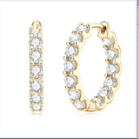 Boucles d'Oreilles Moissanite 2.6 carats Certifiées GRA en Argent Sterling 925, Créoles Huggie de Mariage pour Femme, Bijoux de Mariage