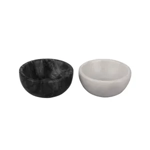 Wholesale Set of 2 Cute Small Marble Bowls for Salt and Pepper Stone Spice Pinch Pot for Dinner Table