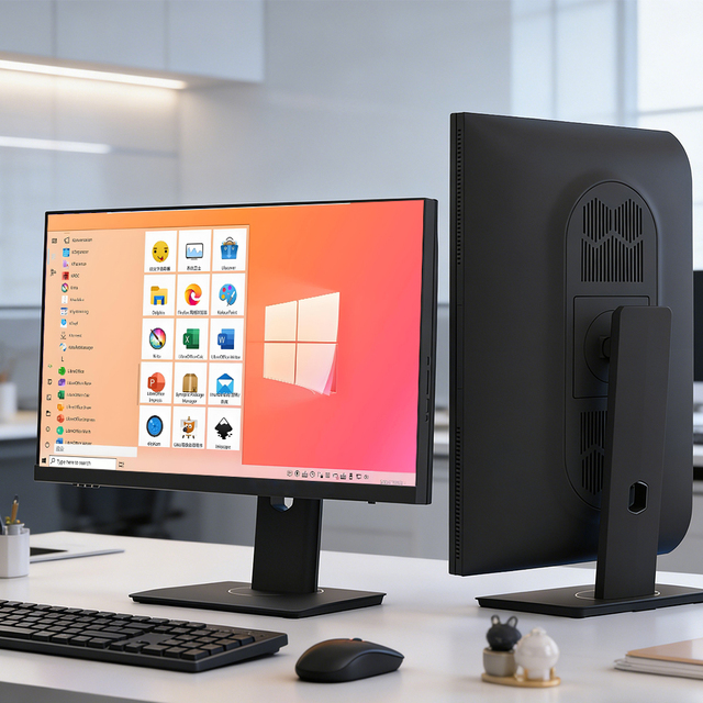 All-In-One Computer 23.8 Inch IPS LCD Display 1920x1080 Windows 10 HDMI Office Use Black Widescreen With Speaker AIO PC