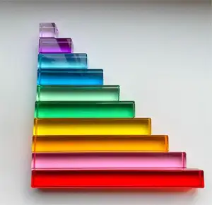 18 farbige Regenbogen-transparente Acryl-Kabinen Blöcke Regenbogen Acryl-Walen solider Betonblock