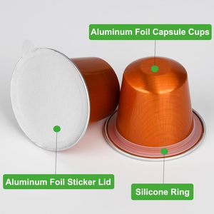 100 Cápsulas de Aluminio Desechables y Reutilizables para Café, Cápsulas para Espresso con Tapas Adhesivas y Sellos - Product Image 4