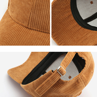 Gorra de Pana Multicolor con Logotipo Bordado de Diseño Personalizado OEM, Gorra Vintage de 6 Paneles, Gorra de Béisbol con Estructura de Pana