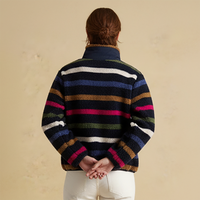 Veste polaire Sherpa rayée personnalisée OEM pour femme, sweat-shirt Teddy chaud d'hiver à fermeture éclair intégrale, manteau en polaire peluche ample multicolore