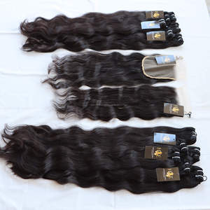 Extensiones de cabello humano brasileño ondulado con cierre, extensiones de cabello Natural virgen de alta calidad, indio, sin procesar, venta al por mayor - Product Image 1