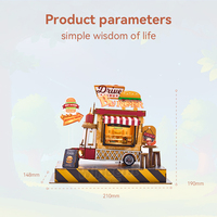 Wincent - Maqueta de Camión de Hamburguesas de Madera en 3D, Rompecabezas DIY, Miniatura de Comida, Decoración de Calle, Luz LED, Diorama, Regalo para Niños