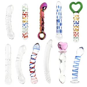 2022 Beautiful New Flower Rose G Shape Glass Dildo Crystal Glass Animal Dildo Anal Butt Plug Sex Toy For Women