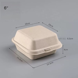 Small Biodegradable Compostable Rigid Paper Pulp Disposable Cake Box Embossing for Takeaway Fast Food Sushi Hamburger - Product Image 5