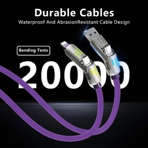 Hot Sale Led Breathing Light 4-In-1 Mobile Phone Charging Cable <b>Usb</b> Suitable Soft Silicone 240W Fast Charging Cable - Product Image 6