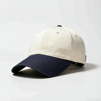 Fabricant OEM ODM de casquettes de baseball personnalisées, style vintage délavé, bicolore crème et marine, 6 panneaux, unisexe, réglable, vente en gros