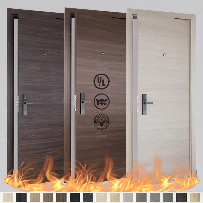 China top manufacturer custom painted natural wood veneer fire door paint colors wood room doors for hotel guangdong fire door