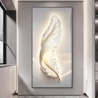 Bandes lumineuses LED à motifs plumeux de haute qualité en gros, peintures décoratives murales en céramique de cristal de diamant
