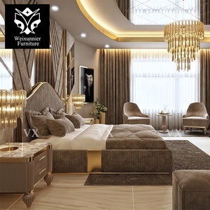 <span class=keywords><strong>Lit</strong></span> King Size Personnalisé <span class=keywords><strong>de</strong></span> Luxe en <span class=keywords><strong>Velours</strong></span> Doux, Design Italien, avec Cadre Doré en Acier Inoxydable, Tête <span class=keywords><strong>de</strong></span> <span class=keywords><strong>Lit</strong></span> Haute et Mousse Haute Densité - Product Image 5