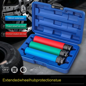 3 Pc Universal Fit Car Tire <b>Socket</b> Set 17mm CR-V <b>Extension</b> for Wheel Nut Removal Repair Tools - Product Image 2