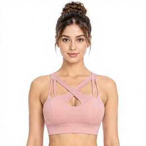 Sujetador deportivo transpirable sin costuras para mujer, elástico en cuatro direcciones, para yoga, gimnasio, fitness, correr, con tirantes cruzados en la espalda, logo, MOQ bajo - Product Image 4