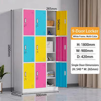 Casier métallique à 9 portes pour vestiaire, salle de sport, étudiants, employés, armoire de rangement en acier pour l'école