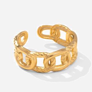Fashion <b>Rings</b> Chain <b>Open</b> <b>Ring</b> For Women Gold Plated Geometric Design Gift Jewelry - Product Image 1