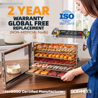 Elektrische 6-10 bakjes compacte voedseldroger 450W 0-24 uur timer 30-90°C SUS304 voedselveilige bakjes fruit kruiden groenten thee energiezuinig