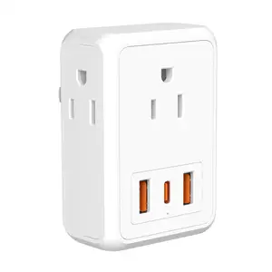 Smart Plug portabel baru US satu hingga tiga multi-fungsi dengan 2USB-1 Type-C-1 soket dinding perjalanan untuk USA