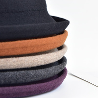 Venta al por mayor mujeres 100% lana Formal fieltro Fedora sombreros Flat Top Vintage Cloche sombrero Fedora de alta calidad