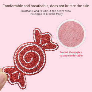 Noël jetable mignon fille Sexy mamelon couverture bonbons forme personnalisé mamelon Pasties Sexy seins poitrine couverture poitrine autocollants paillettes - Product Image 3