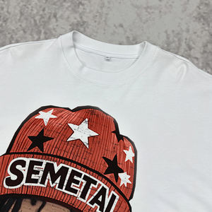 Venta al por mayor Streetwear camisas casuales Unisex Drop Shoulder Camiseta de algodón de gran tamaño impreso gráfico personalizado camiseta para hombres - Product Image 3