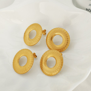 Boucles d'oreilles pendantes géométriques en or et argent, lignes circulaires, boucles d'oreilles tendance pour les occasions festives EH176 - Product Image 2
