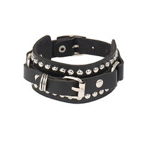 Bracelet manchette tendance en cuir PU et alliage à rivets, style rétro punk hip-hop gothique avec crâne, pour couples - Nouveauté Europe et Amérique
