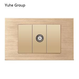 Prise murale multifonction série 118 en aluminium brossé pour TV, LAN, satellite et ordinateur, avec 10A/20A - Product Image 2