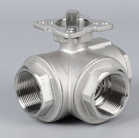Vannes à boisseau sphérique manuelles en acier inoxydable à trois voies avec filetage interne et plateforme haute, OEM pour le transfert de fluides multicanal