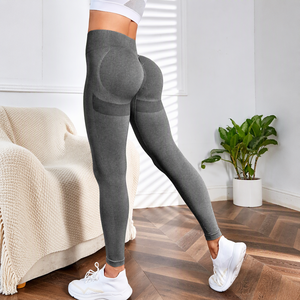 Pantaloni Yoga Senza Cuciture a Vita Alta in Spandex e Nylon con Design a Blocchi di Colore e Motivo <span class=keywords><strong>Sorriso</strong></span> Grande - Product Image 1