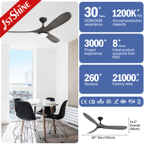 1stshine Led Ventilador de techo Fabricante OEM 60 pulgadas 3 aspas de madera LED Ventilador de techo con luz - Product Image 3