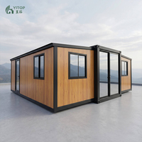 Villa miniature préfabriquée écologique, durable, imperméable et isolée, extensible, type maison-conteneur, pour usage hôtelier en bord de mer ou comme maison d'hôtes.