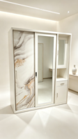 Armoire en métal sur mesure avec 2 portes coulissantes, miroir et coiffeuse pour mobilier de chambre moderne