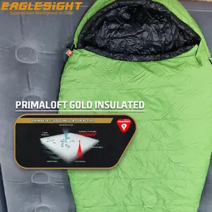 Primaloft इन्सुलेशन सो बैग Ultralight OEM 20D पानी से बचाने वाली क्रीम के साथ नायलॉन सिंथेटिक इन्सुलेशन मम्मी स्लीपिंग बैग डेरा डाले हुए