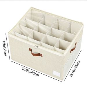 Boîte de rangement pour chaussures en tissu Oxford réglable avec couvercle transparent empilable - Product Image 5