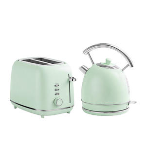 Retro Waterkoker En Broodrooster Set Gekleurde Metalen Theeketel Vintage Roestvrij Staal Broodrooster Custom Elektrische Waterkoker Met Logo - Product Image 4