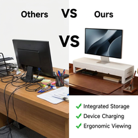 Support de moniteur universel multifonctionnel avec solutions de rangement complètes et plateforme de charge pour appareils