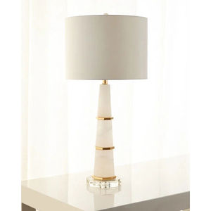 Lampe de table de luxe en marbre blanc avec métal laiton pour hôtel - Product Image 1