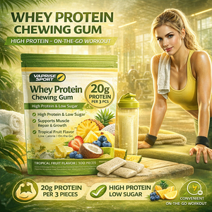 Chewing-gum protéiné au whey sans sucre pour le soutien musculaire, supplément protéiné quotidien portable, gomme fitness, OEM ODM Marque Privée - Product Image 1
