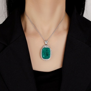 Collier pendentif halo en cuivre plaqué or poli, écologique, 20*28mm, imitation pierres précieuses multicolores, pour femme, idéal pour les soirées - Product Image 6