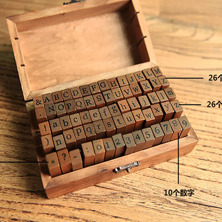 New Personality Wooden Digital English Letter Seal Wooden Box Seal Creative Diy Painting Stamp