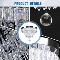 Plafonnier LED Moderne Rond Encastré Lustres en Cristal Suspendus avec Éléments en Cristal Plafonnier Élégant Encastré