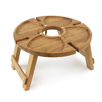 Table pliante portable en bois avec panier de rangement pour camping, voyage, jardin, décoration, idée cadeau, marque personnalisée