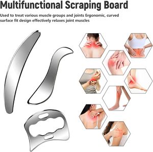 Set de Gua Sha de Acero Inoxidable con Bolsa de Almacenamiento <span class=keywords><strong>para</strong></span> Drenaje Linfático de Cicatrices y Masaje Anticelulítico - Herramienta de Masaje Corporal Completo - Product Image 3