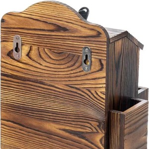 Retro Wooden Suggestion <b>Box</b> 10.6x7.9x5.8 Inch <b>Lockable</b> Wall Mounted Desktop <b>Storage</b> Organizer - Product Image 3