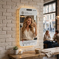 Miroir LED avec capteur IP44 style Instagram, personnalisable avec nom d'utilisateur, lumière selfie, design moderne pour salon, studio de créateur, dropshipping