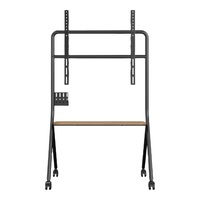 Soporte de TV ajustable de altura extraíble fácil de instalar con bandeja de almacenamiento de madera para TV LCD y de plasma, carrito de TV móvil de 2 pulgadas